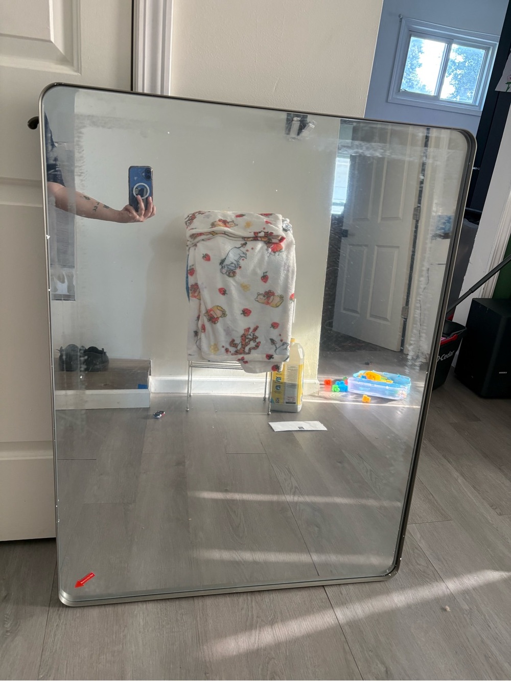 Contemporary Silver Frame Vanity Mirror - Rectangular